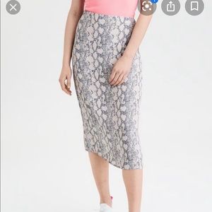 American Eagle Snake Print Midi Skirt
